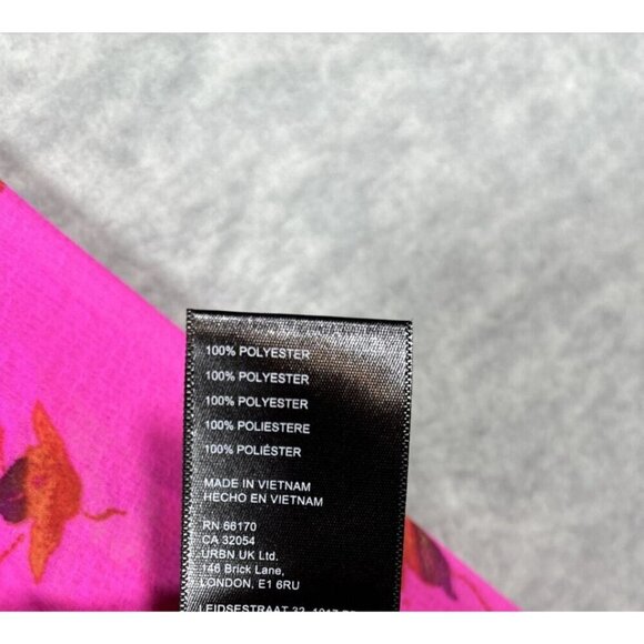 Ecote‎ Urban Outfitters Women’s Terri Blouse Sz M Pink Floral Semi Sheer Ruffle - Picture 6 of 7